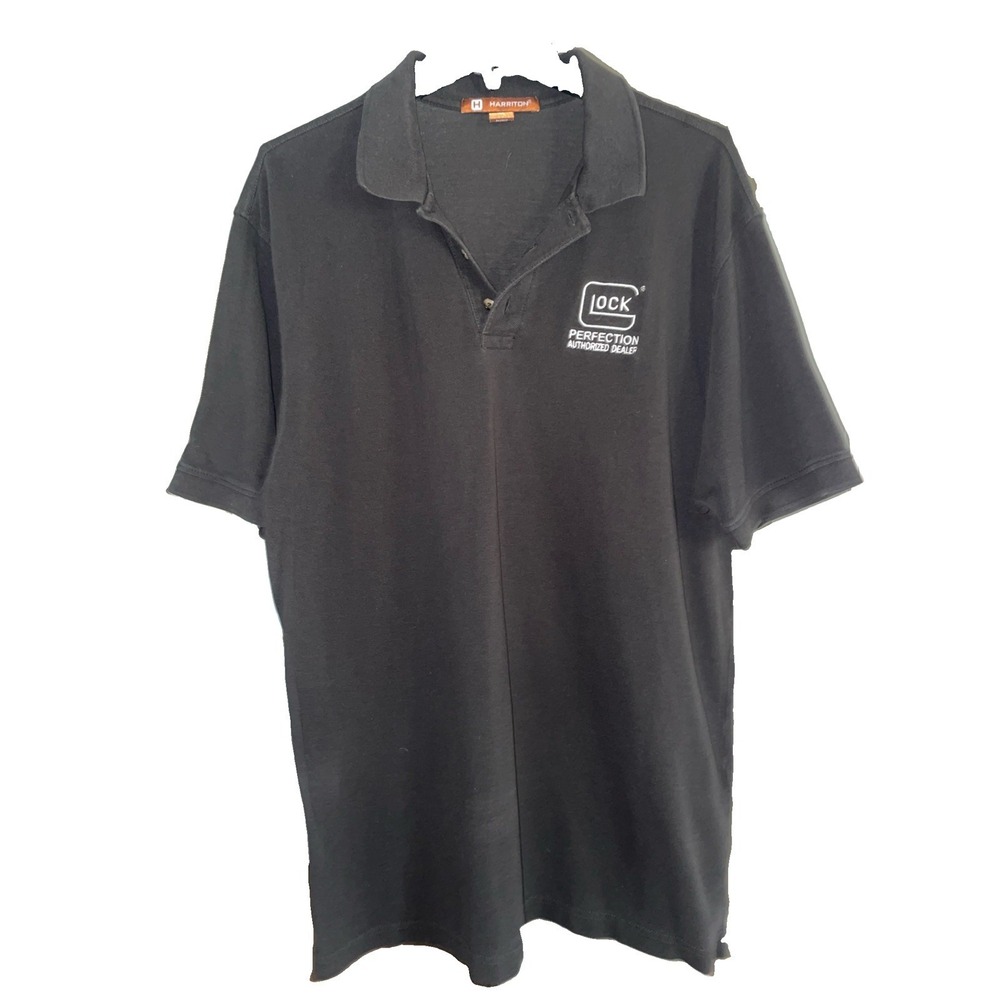 Harriton Men Glock Perfection Authorized Dealer Polo Shirt Black XL Short Sleeve